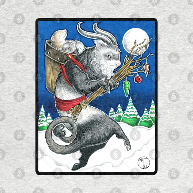 Ferret Krampus - Black Outlined Version by Nat Ewert Art